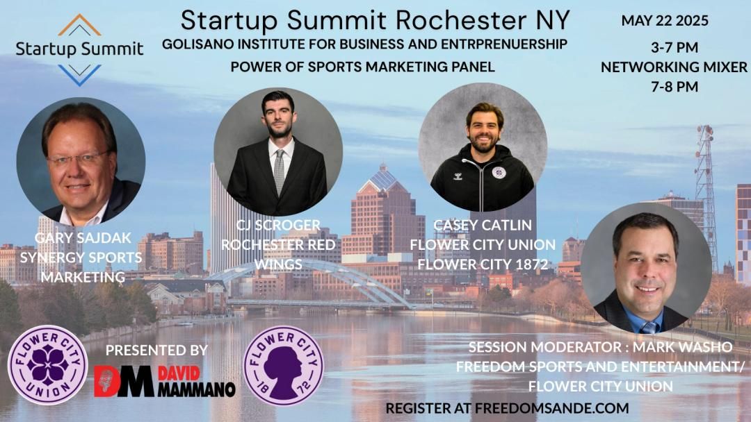 Startup Summit Rochester 2025 Power of Sports Marketing panel graphic